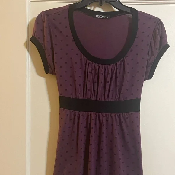 Hiatus purple polka dot top. Size large. Tie in back. Good shape - Picture 1 of 4